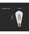 Ampoule LED filament E27 4W - ST64, 840lm, verre clair, 3000K, blanc chaud