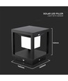 Borne solaire LED 2W avec détecteur - IP65, 3000K, noir, 14x14cm, garantie 3 ans