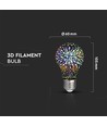 Ampoule LED E27 3W - A60, effet d'étoile 3D