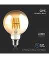 V-Tac G95 8W LED globe lamp - Kooldraad, Ø9,5 cm, amberkleurig glas, extra warm wit, 2200K, E27