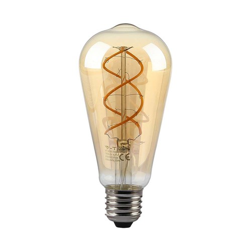 Ampoule LED filament E27 4,8W dimmable - ST64, Verre ambré, 1800K, Lumière vintage