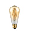 Ampoule LED E27 5W ST64 long filament - Verre ambré, 1800K, 300lm, angle 300°
