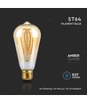 E27 5W ST64 long filament LED pære - Amber glass, 1800K, 300lm, 300° spredning