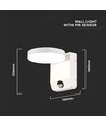 Applique murale LED 17W avec détecteur, ronde - IP65, blanc, détecteur de mouvement PIR, 2480lm, extérieur/intérieur