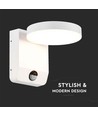 17W LED vägglampa med sensor, rund - IP65, vit, PIR rörelsesensor, 2480lm, utomhus/inomhus