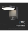 17W rund vägglampa med sensor - IP65, svart, 2480lm, 3000K, PIR sensor, utomhus, inkl. ljuskälla