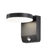 Applique murale LED 17W avec détecteur, ronde - IP65, 4000K, noir, détecteur PIR, extérieur, 2480lm