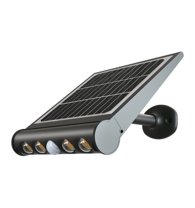 8W Solara LED væglampe med sensor - Solcelle, 950lm, IP65, PIR sensor, sort finish