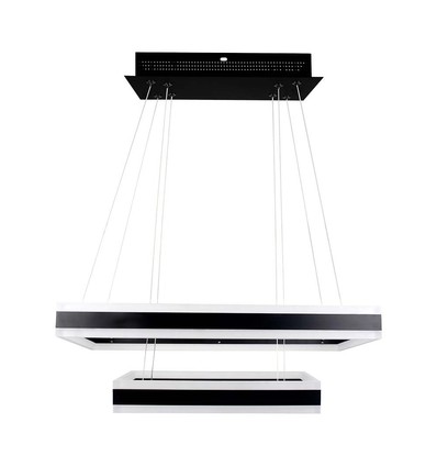 Lustre LED 113W, dimmable - 6300lm, 3000K, noir, Ø60/40cm, 360 degrés, Triac dimmable