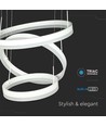 80W LED lysekrone pendel - 3-trin dæmpbar, 3000K, hvid, 360 grader lysspredning