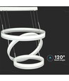 Suspension lustre LED 80W - dimmable 3 étapes, 3000K, blanc, diffusion de lumière à 360 degrés