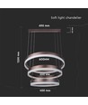 Suspension lustre LED 92W, dimmable 3 étapes - 4550lm, 3000K, aluminium marron café, diffusion 360 degrés