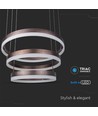 92W LED lysekrone pendel, 3-trinns dimbar - 4550lm, 3000K, kaffebrun aluminium, 360 grader lysspredning