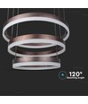 Suspension lustre LED 92W, dimmable 3 étapes - 4550lm, 3000K, aluminium marron café, diffusion 360 degrés