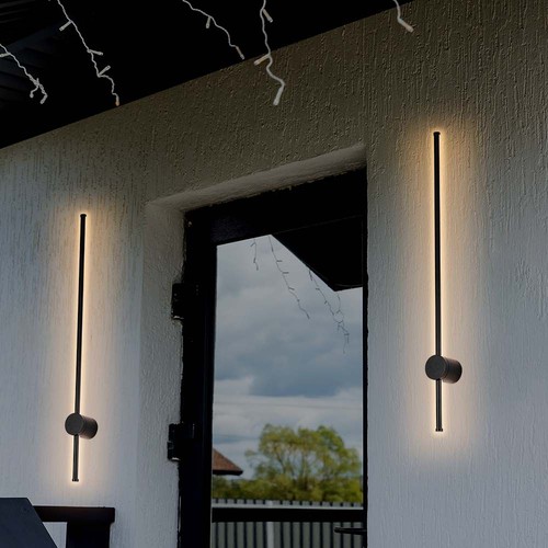 12W LED væglampe, RA90 - IP65, sort, 1590lm, 4000K, 65cm høj