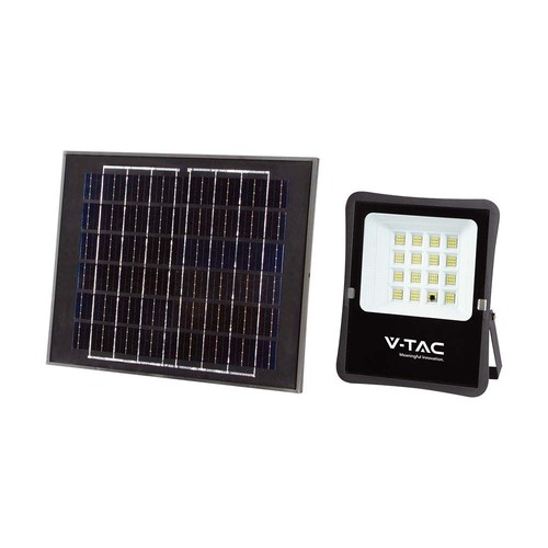 100W LED solar projektør med solcelle - IP65, sort, inkl. fjernbetjening, udendørs, aluminium