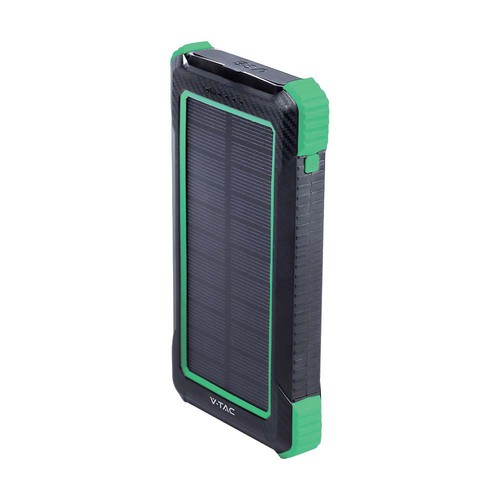 10000mAh Solar Wireless Powerbank, 10W - Zwart, aluminium, opladen via zonne-energie