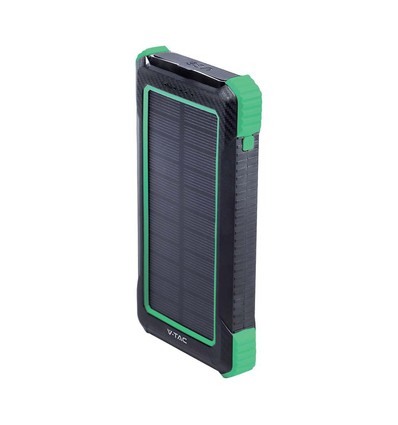 Powerbank Solaire Sans Fil 10000mAh, 10W - Noir, aluminium, charge solaire