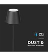4W LED gulvlampe, genopladelig - Touch dæmpbar, USB, IP54, sort, højdejusterbar 50-130cm, inkl. lyskilde