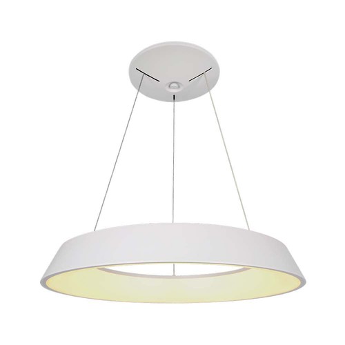 Suspension LED design 48W, dimmable - Ø48,5cm, 360 degrés, blanc, rond, avec source lumineuse
