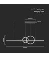 17W LED pendel, sort design - 1500lm, 4000K, Ø91,5cm, IP20, indbygget LED