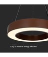 Suspension LED ronde 60cm 50W - 125lm/W, Corten, dimmable Triac, 4000K, IP20