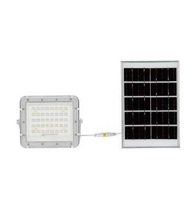 6W LED solcelle projektør - IP65, 4000K, hvid, inkl. solpanel og fjernbetjening