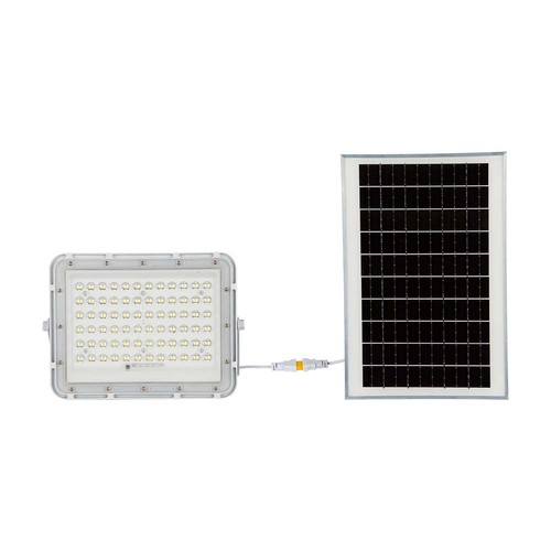 VT LED Solar Projektør 120W - 6400K, 12000 mAh Batteri, 3m Kabel, Smart IR Fjernbetjening, Hurtig Opladning, Hvid