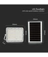 VT LED Solar Schijnwerper 120W - 6400K, 12000 mAh Batterij, 3m Kabel, Slimme IR Afstandsbediening, Snelladen, Wit