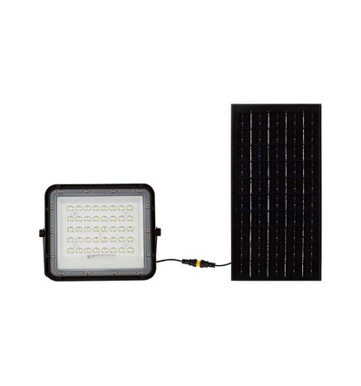 10W Solara LED lyskaster med solcelle - 800lm, IP65, kald hvit, inkl. fjernkontroll og solcellepanel