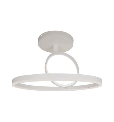 38W LED loftslampe i metal - Ø50cm, hvid, dobbelt rund design, 4000lm, 3000K, IP20