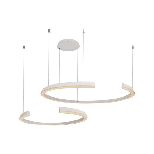 Suspension LED design 48W - Blanc, 4000K, Triac dimmable, deux demi-lunes