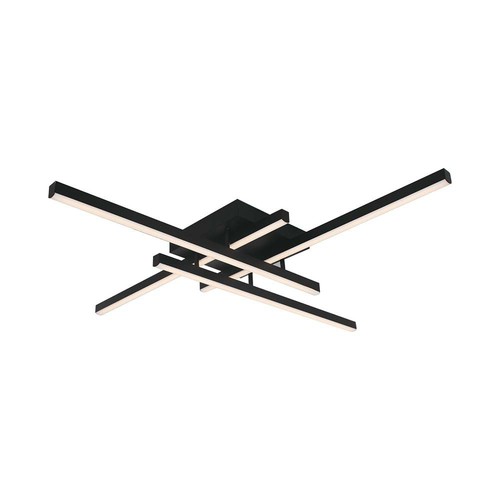 Plafonnier Métal LED 38W - 850x850xH105mm, 3000K, boîtier noir