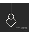 12W hvid pendel loftlampe - 28x180cm, 4000K, moderne rombe design, inkl. lyskilde