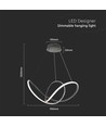 Suspension LED décorative 49W, dimmable - Ø70cm, 5220lm, 3000K, boîtier noir, IP20