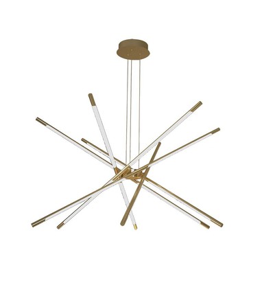 42W LED designer pendellamp, goud - Dimbaar, 12 buizen, 3000K, 85x31x120cm