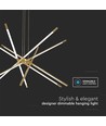 42W LED designer pendel, guld - Dimbar, 12 rör, 3000K, 85x31x120cm