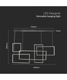 45W LED designer pendel - 120cm, 4800lm, sort, varm hvid, IP20