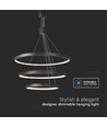 46W LED pendel med 3 ringar, dimbar - 4900lm, 3000K, svart, modern design
