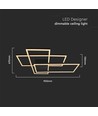 47W LED loftslampe - L90xW67cm, 3000K, dæmpbar, sort finish, dekorativ indendørs belysning