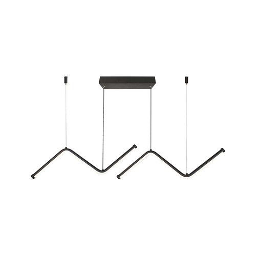 Suspension LED 12W 100cm - Design double zig-zag, 4000K, finition noire