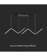 100cm 12W LED hanglamp - Double zig-zag design, 4000K, zwarte afwerking