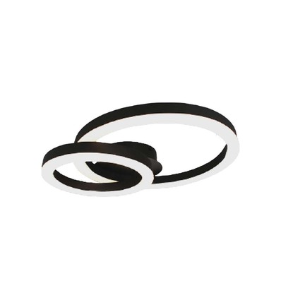 20W LED designer taklampe - To overlappende ringer, Ø45cm, sort, 3000K, 105lm/W