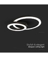 20W LED designer plafondlamp - Twee overlappende ringen, Ø45cm, zwart, 3000K, 105lm/W