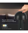 Lampe de table LED rechargeable 3W, noir - 3-en-1 CCT, dimmable, tactile, 5V, batterie 1800mAh