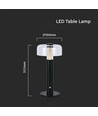 Lampe de table LED - Batterie 1800mAh, Ø150x300, 3000K, Boîtier noir