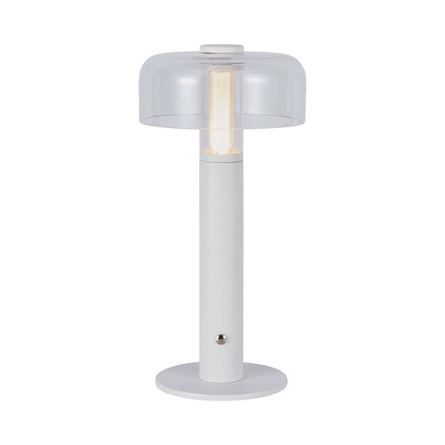 1W LED bordlampe med batteri, hvit - Oppladbar, 3000K, touch dimbar, DC 5V