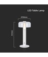 1W LED bordslampa med batteri, vit - Uppladdningsbar, 3000K, touch dimbar, DC 5V