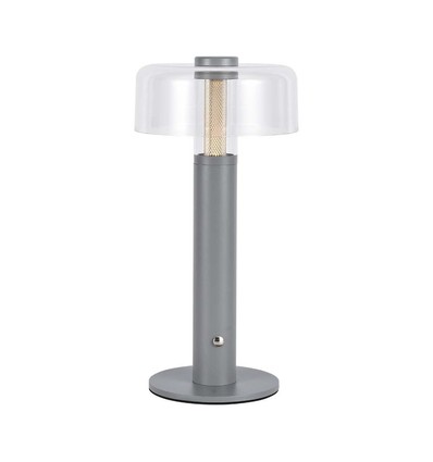 1W oppladbar LED bordlampe - Touch dimbar, 1800mAh batteri, 3000K, grå, inkl. USB-C kabel