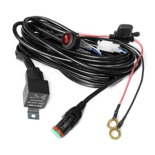 Câble avec interrupteur pour phare de travail - 1 lampe, 15A, connecteur DT06-2S, phare de travail